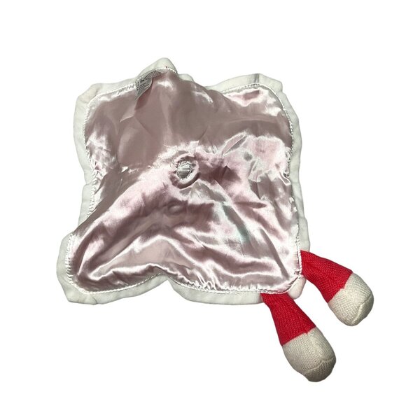 SOCK MONKEY LOVEY SECURITY BLANKET PINK RATTLE PLUSH STUFFED ANIMAL BABY STARTER - Picture 3 of 4